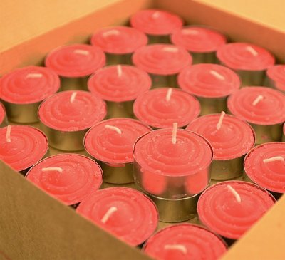 【嘉南佛教文物】《九品》3.5H酥油蠟燭－紅（100個 / 盒），日日點燈，光明吉祥！100%純天然、無毒無煙！