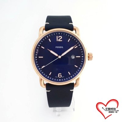 (特價福利品)FOSSIL 簡約時尚 深藍皮革腕錶 FS5274