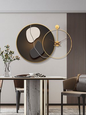特賣-飯廳裝飾畫時鐘畫現代簡約餐廳掛畫輕奢高級感圓形客廳壁畫餐桌畫
