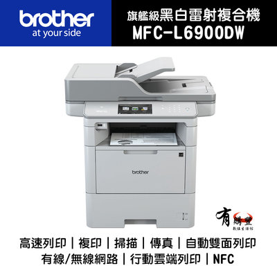 【全新出清福利品】Brother MFC-L6900DW 超高速旗艦級無線黑白雷射複合機 印表機 事務機