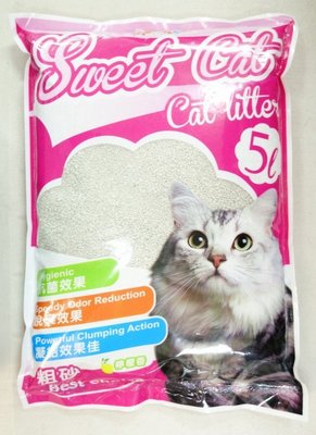 【優比寵物】( 7包合購賣場)Sweet Cat檸檬香性《粗砂》貓砂粗砂/ 粗礦砂 5L約3.8公斤抗菌/脫臭/凝結