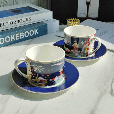 Wedgwood漫游仙境系列藍塔物語馬克杯下午茶咖啡杯碟禮盒