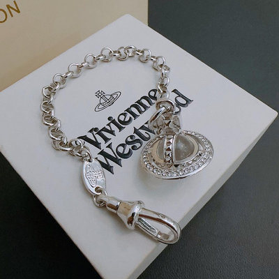 英國知名設計師品牌Vivienne Westwood鎖扣透明珠珠立體土星手鍊 代購