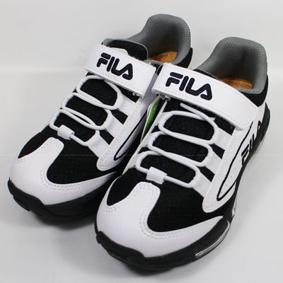 (E8)FILA KIDS 大童鞋 全氣墊 籃球鞋 運動鞋 魔鬼氈 足弓支撐3-B802X-100黑白 [迦勒]