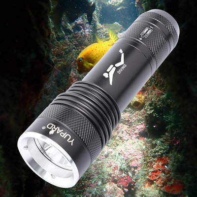 批發 批發 現貨兩顆燈泡T6黃光紫光強光潛水L2補光手電筒頭燈水下遠射防水26650