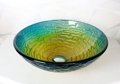 FUO衛浴:42x42公分 琉璃工藝 藝術強化玻璃碗公盆 (BW214) 期貨!