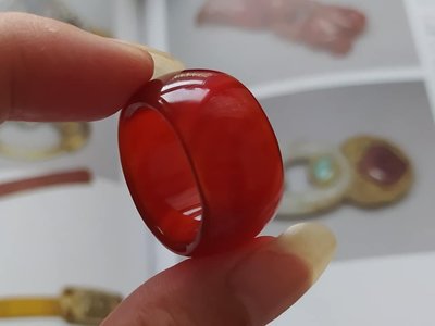 19.7mm 南紅瑪瑙 冰種~透亮~【寬版玉瓍戒指】