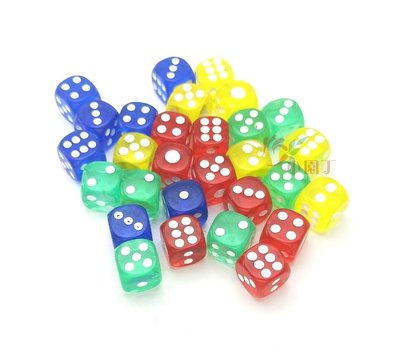 小園丁兒童教育用品社 桌遊配件 彩色塑膠 點數骰子 50 顆裝7Y 10Y dice