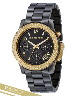 雅格時尚精品代購Michael Kors MK5270 黑色金框陶瓷三眼手錶 兩色 經典手錶 美國正品