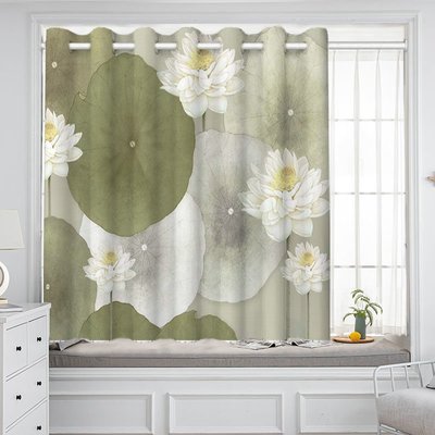 簡易中式窗簾布免打孔安裝成品臥室簡約出租屋伸縮桿飄 促銷