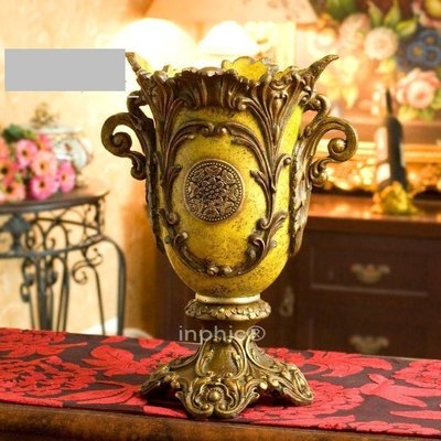 INPHIC-歐式古典宮廷風 安德魯 復古雙耳樹脂花器花瓶 家居飾品擺件