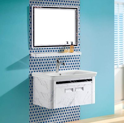 FUO衛浴:80公分合金材質櫃體 陶瓷盆浴櫃組(含鏡子,龍頭) T9043