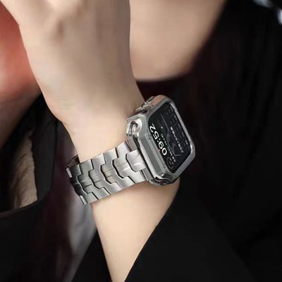 鈦金錶帶適用於apple watch 8 7 6 4 5 6 SE Ultra 奢華鋼鐵人商務錶帶 iWatch 全尺寸