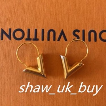 現貨Shaw 英國二手LV耳環 Louis Vuitton ESSENTIAL V 圈式穿式耳環 M61088 女生耳環