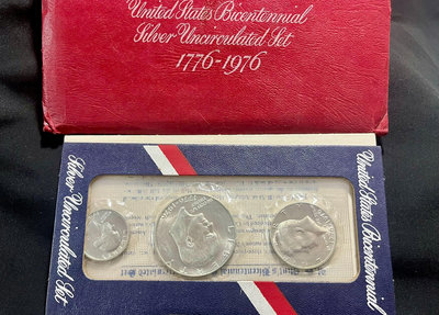 美國1976年 建國200周年紀念銀幣，3枚一套，美國建國2【店主收藏】27958