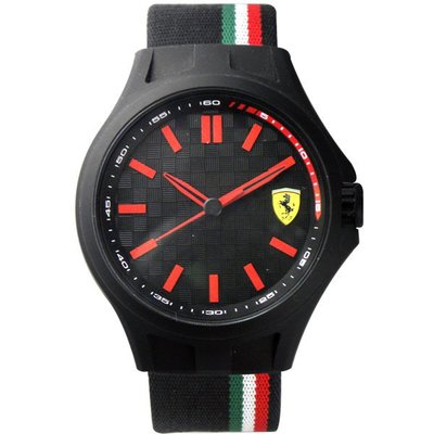 Scuderia Ferrari 法拉利 義大利經典旗幟賽車錶-黑/44mm FA0830215