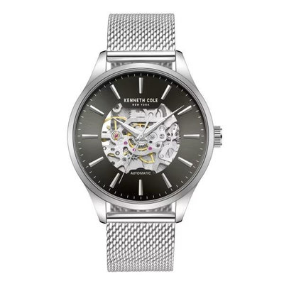 【柏儷鐘錶】 KENNETH COLE 銀鋼黑面鏤空機械錶  KCWGL2216905