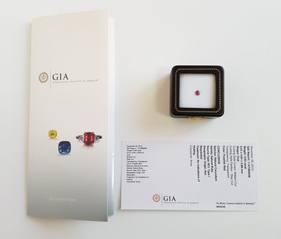 天然紅寶石 【無燒】， 重量0.6克拉 ， 附國際 GIA 鑑定書