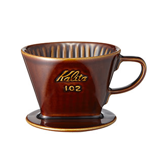 南美龐老爹咖啡 Kalita 102 陶瓷 咖啡濾杯 扇型 1~4人份 3孔 (咖啡色)日本製、黑色 咖啡滴漏流速較慢