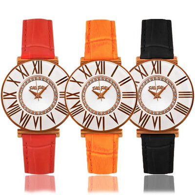 手錶帶 代購FOLLI FOLLIE芙麗手錶真皮錶帶皇朝系列閃耀羅瑪刻度石英女錶