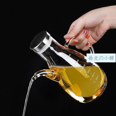 ???800ML玻璃油壺透明刻度玻璃油瓶燒烤廚房用品食用油罐醬油醋瓶