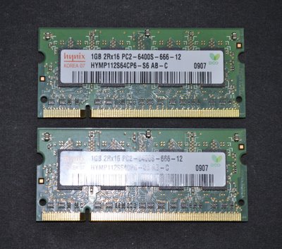 hynix 海力士 DDR2-800 1Gx2 筆電記憶體 同廠牌 同顆粒 同週期 雙面 雙通道 2G 參考