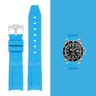 小Z代購#彎曲末端天藍色錶帶錶帶適用於勞力士 Submariner Daytona Yacht Master GMT 2 Expl