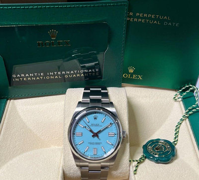 《台南腕錶職人》勞力士 124300 OP41m Tiffany面 2021年單 全新未使用珍藏品