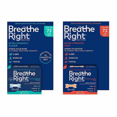【樂活先知】《現貨》美國新包裝 Breathe Right 鼻舒樂 止鼾 貼片 72片 紅/綠盒 (膚色/透明)
