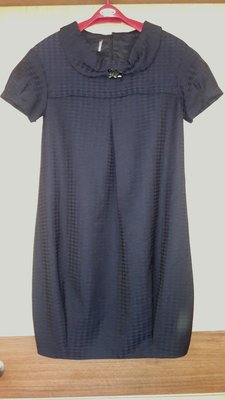 設計師品牌CHIC巡漂亮藍色短袖毛料洋裝9號