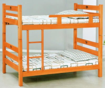 【風禾家具】EF-134-1@BK檜木色3尺單欄雙層床【台中市區免運送到家】兒童床 上下舖 單人床 實木傢俱 安全護欄