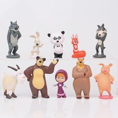 【佩斯多】瑪莎與熊10款一組 動物 可愛 人偶 玩具 公仔 蛋糕 烘培 裝飾 生日 禮品 兒童
