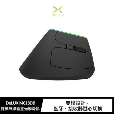【妮可3C】DeLUX M618DB 雙模無線垂直光學滑鼠 藍芽無線雙模式 充電式