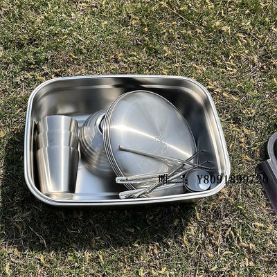 鈦杯304不銹鋼戶外餐具套裝露營野餐廚具燒烤用具便攜碗筷盤碟杯子勺水杯