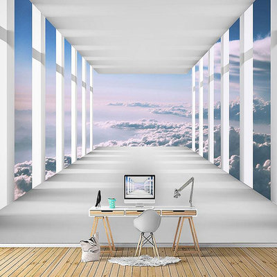 3d立體視覺延伸顯大空間壁紙北歐簡約客廳壁紙工作室飯廳壁布