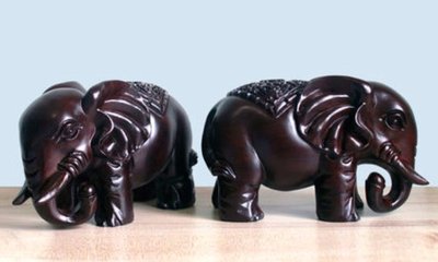 黑檀木木雕大象擺件一對 手工雕刻工藝品福財象大象擺飾 吉祥象木製雕刻裝飾品開業禮品居家擺件