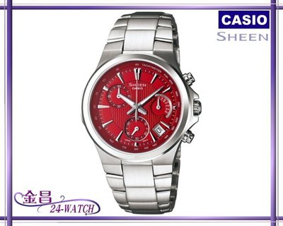 CASIO_SHEEN # SHE-5019 D-4 A 簡單俐落時尚三眼仕女腕錶(紅)＊24-WATCH_金昌