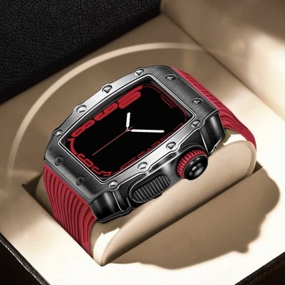 RM經典手錶改裝套裝 適用蘋果手錶 Apple Watch 40/41mm 44/45mm 矽膠錶帶 男生錶帶