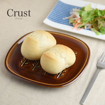 日本CRUST麵包盤 美濃燒 瓷器 日本製 麥穗 早餐盤 點心盤 麵包酥脆專用 方形盤 現貨【八日晴】