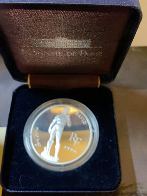 法國1996年盧浮宮珍藏系列-大衛-10法郎銀幣 盒證全 2