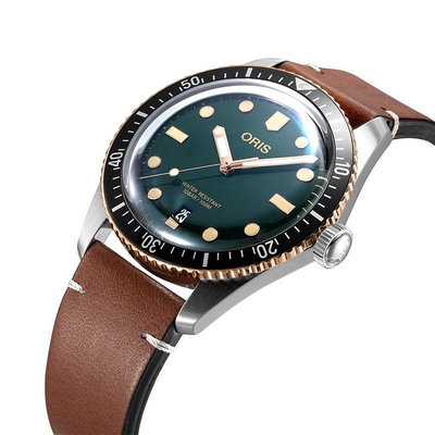 Oris 手錶潛水系列 65 年重新發行手錶復古石英 42mm 黑色綠色板鋼帶男士手錶