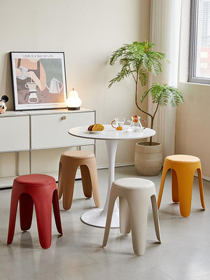 椅子 凳子 餐椅 加厚椅子現代簡約塑料加厚凳子家用椅子圓凳pu軟包特厚可疊放久坐圓凳板凳