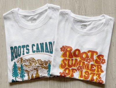 新款! 加拿大 ROOTS 海貍 R牌 女款/男款 情侶 文字 經典 LOGO  白色 短袖 短T T恤 (M)