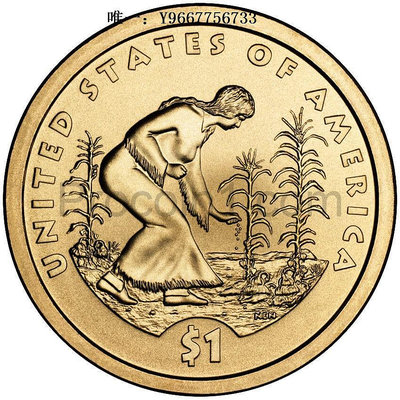銀幣美國 2009年  印第安人 薩卡加維亞 姐妹種田 1元 銅制紀念幣 UNC