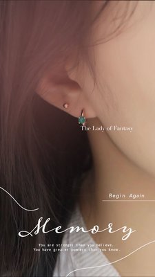 日製精工 純14K玫瑰金 精緻綠瑪瑙四爪簡約耳釦耳環 Tiffany Cartier