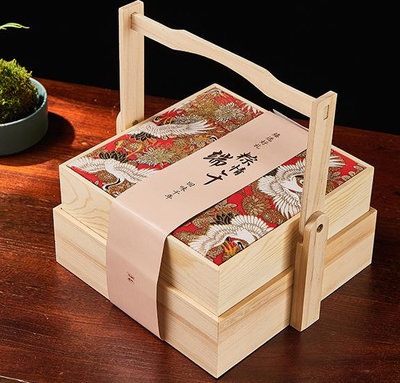 古風手提盒食盒實木端午節粽子包裝盒特產咸鴨蛋盒雙層禮盒空盒子