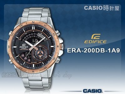 CASIO 時計屋 手錶專賣店 EDIFICE ERA-200DB-1A9 賽車雙顯男錶 不鏽鋼錶帶 黑X玫瑰金錶面
