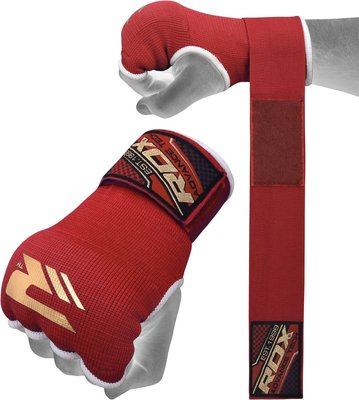 【千里之行】英國RDX半指凝膠拳擊手套內襯套可取代手綁帶繃帶-紅-另有重訓手套腰帶