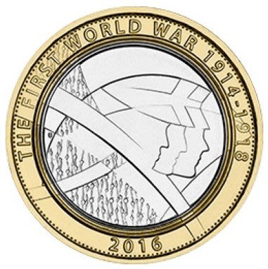 英國 2016年 一戰系列 皇家陸軍 2英鎊 雙金屬 紀念幣 全新 UNC