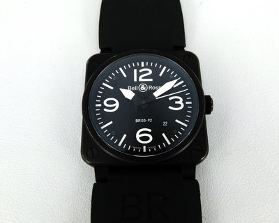 【一元起標+保固半年】Bell &amp; Ross柏萊士(42mm)BR03-92全黑自動上鍊機械腕錶